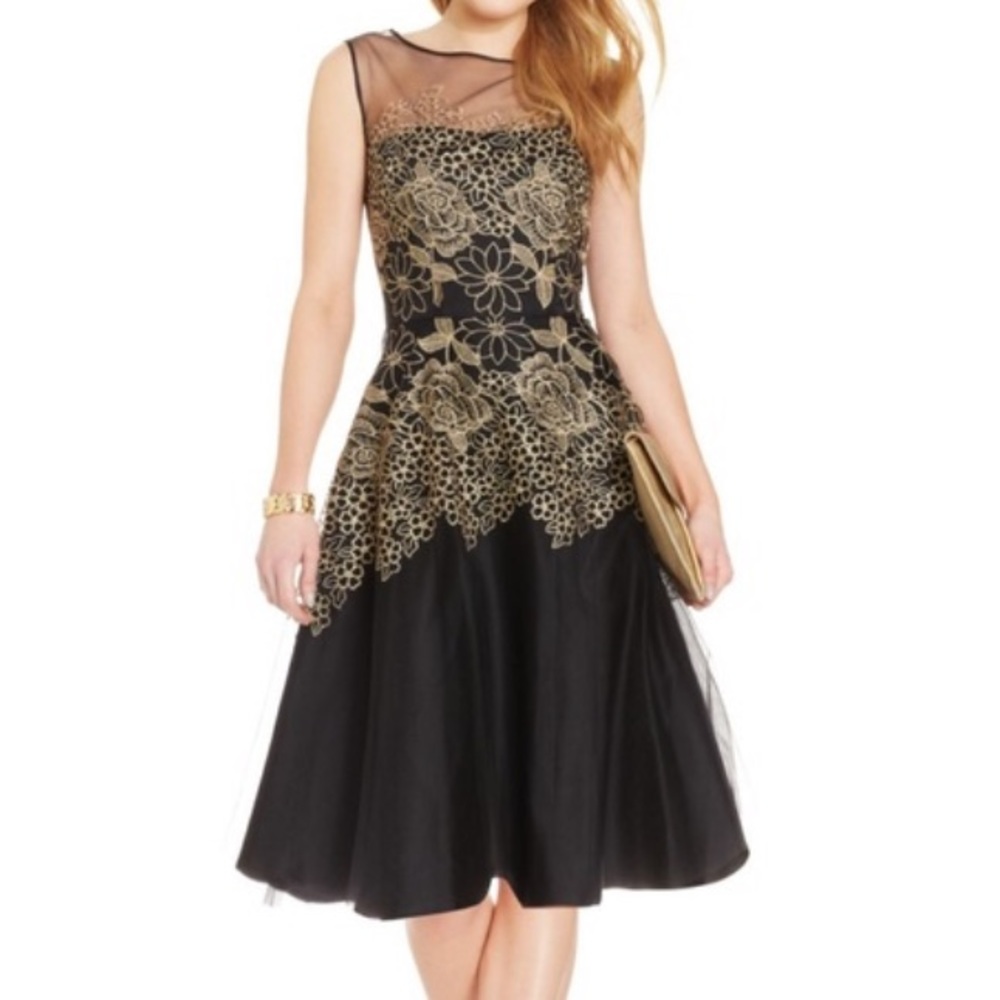 Tahari Black and Gold Dress